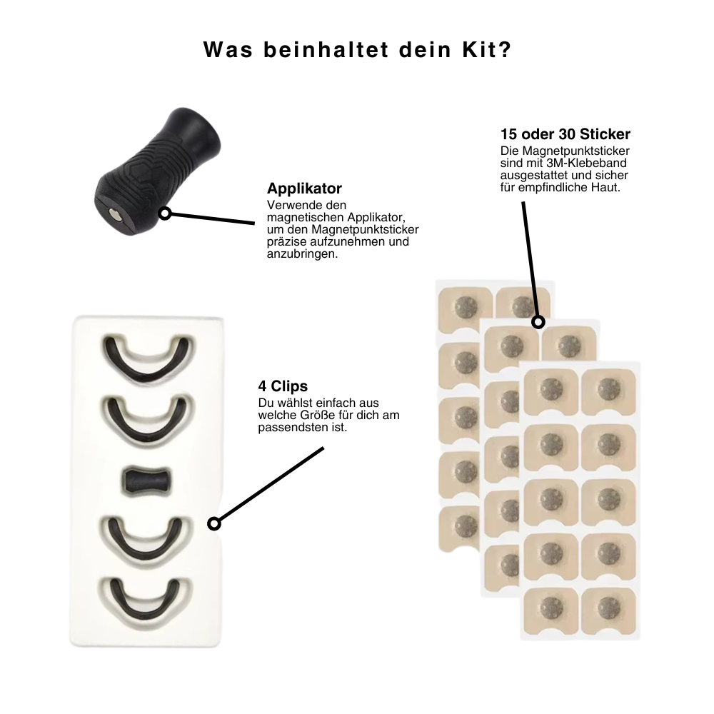 Anwendung der novura Magnet-Patches & Nasenklammer – verbessert die Luftzufuhr
